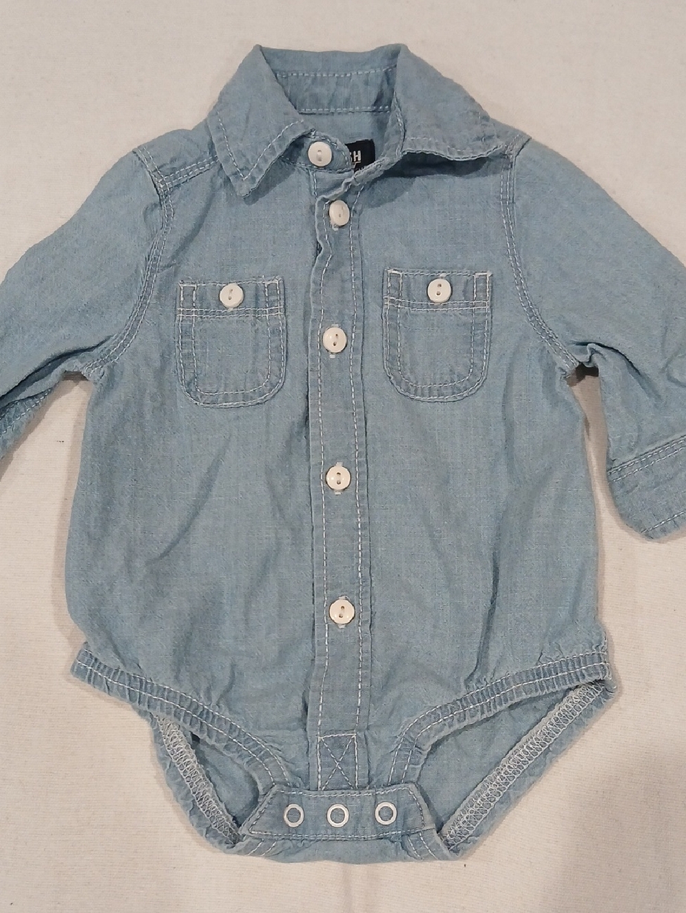 OshKosh B'gosh Light Blue Denim Infant Bodysuit Shirt